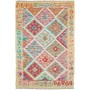 Tappeto Kilim Afghanistan Geometrico Beige Multicolore 100x145 Cm