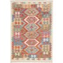 Tappeto Kilim Afghanistan Geometrico Blu Arancio 99x147 Cm