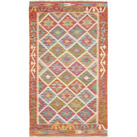 Tappeto Kilim Afghanistan Astratto Arancione Multicolore 100x174 Cm
