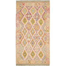 Tappeto Kilim Afghanistan Geometrico Arancione Multicolore Rosa 105x199 Cm
