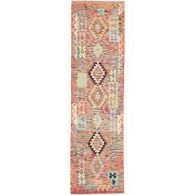 Tappeto Kilim Afghanistan Geometrico Arancione Turchese 85x304 Cm