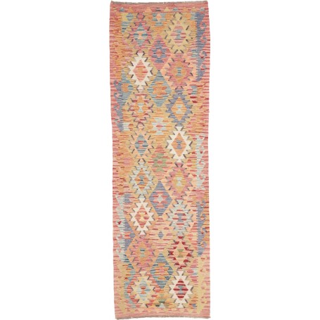 Tappeto Kilim Afghanistan Geometrico Pesca Blu 87x274 Cm