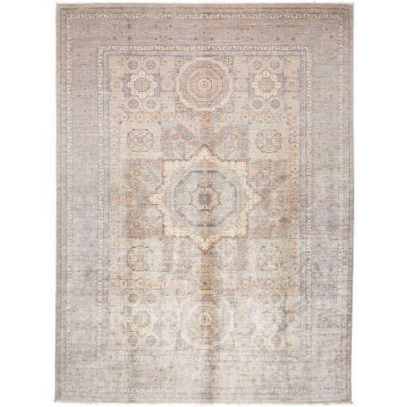 Tappeto Mamlouk Pakistan Geometrico Grigio Argento Beige 242x345 Cm