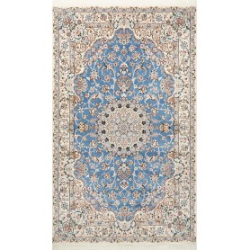 Tappeto Nain 9la Persia Floreale Blu Cielo Avorio 153x255 Cm