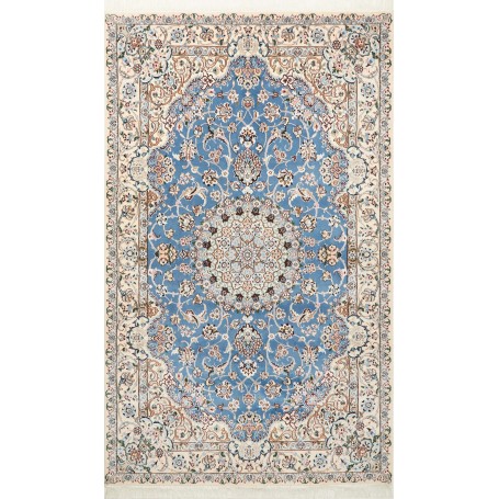 Tappeto Nain 9la Persia Floreale Blu Cielo Avorio 153x255 Cm