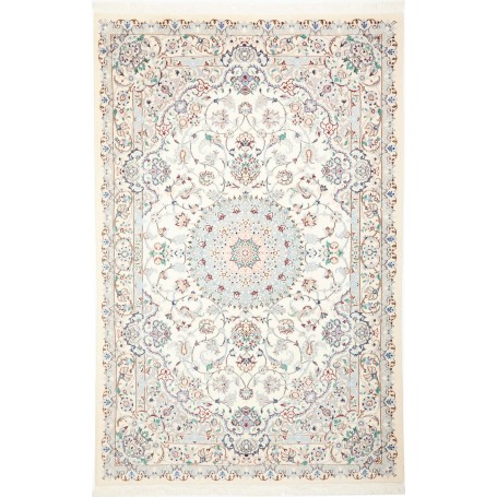 Tappeto Nain 9la Persia Floreale Avorio Blu Celeste 158x245 Cm