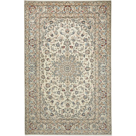 Tappeto Kashan Persia Floreale Avorio Blu 200x303 Cm