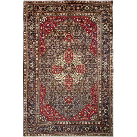 Tappeto Tabriz Persia Floreale Blu Scuro Rosso 200x305 Cm