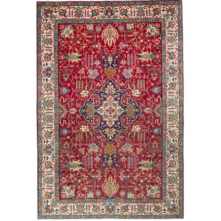 Tappeto Tabriz Persia Floreale Rosso Beige 193x286 Cm