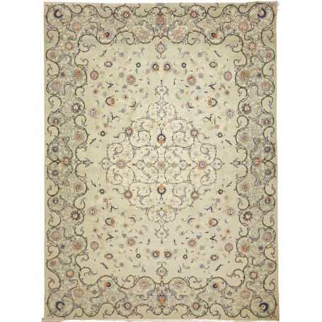 Tappeto Kashan Persia Floreale Verde Menta Beige 333x455 Cm