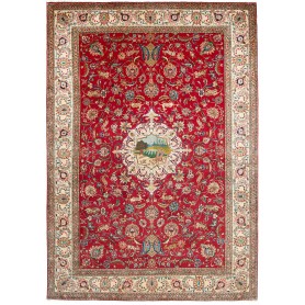Tappeto Tabriz Persia Floreale Rosso Crema 242x343 Cm
