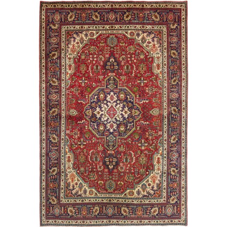 Tappeto Tabriz Persia Floreale Rosso Blu 200x303 Cm