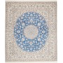 Tappeto Nain 9la Persia Floreale Blu Avio Crema 251x291 Cm