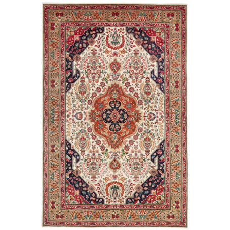 Tappeto Tabriz Persia Floreale Crema Terracotta 198x303 Cm