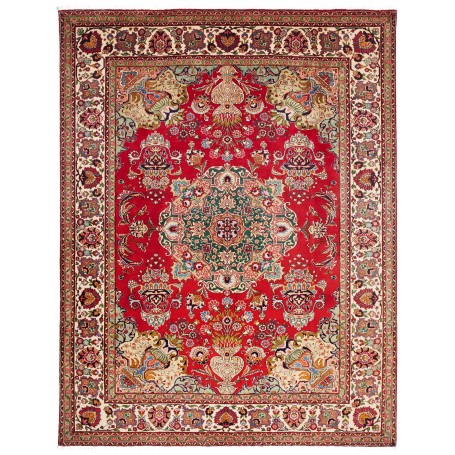 Tappeto Tabriz Persia Floreale Rosso Crema 222x292 Cm