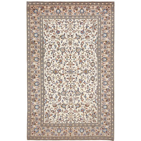Tappeto Kashan Persia Floreale Avorio Blu 198x310 Cm