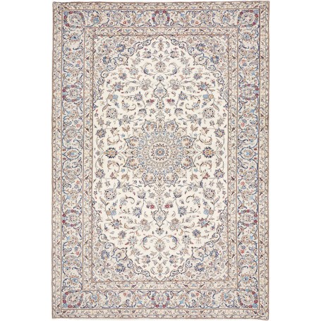 Tappeto Kashan Persia Floreale Avorio Blu 203x295 Cm