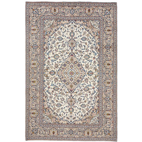 Tappeto Kashan Persia Floreale Avorio Beige 198x298 Cm