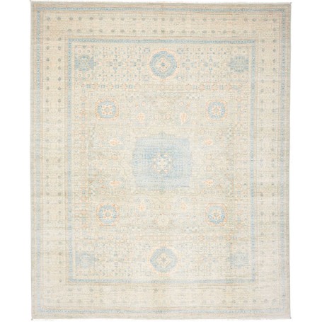 Tappeto Mamlouk Pakistan Medaglione Azzurro Cielo Beige 245x298 Cm
