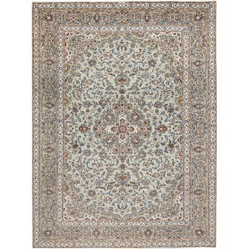 Tappeto Kashan Persia Floreale Verde Menta Beige 305x410 Cm