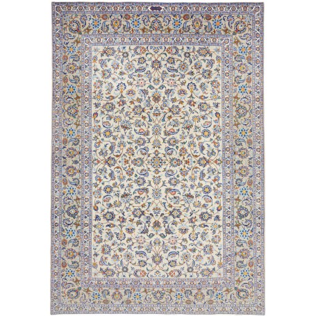 Tappeto Kashan Persia Floreale Crema Blu 213x310 Cm
