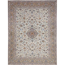 Tappeto Kashan Persia Floreale Crema Blu 306x406 Cm