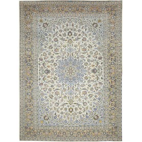 Tappeto Kashan Persia Floreale Bianco Crema Blu 320x442 Cm