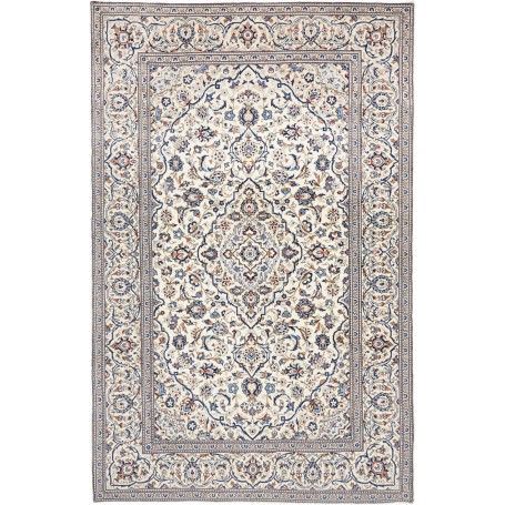 Tappeto Kashan Persia Floreale Bianco Crema Blu 200x308 Cm