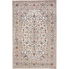 Tappeto Kashan Persia Floreale Crema Blu 198x304 Cm