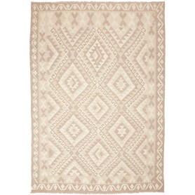Tappeto Kilim Afghanistan Geometrico Beige Chiaro Marrone Sabbia 173x245 Cm