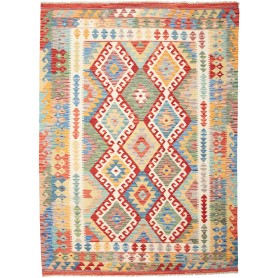 Tappeto Kilim Afghanistan Geometrico Rosso Blu 171x236 Cm