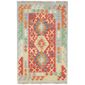 Tappeto Kilim Afghanistan Geometrico Azzurro Rosso 82x132 Cm