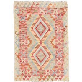 Tappeto Kilim Afghanistan Geometrico Beige Multicolore 81x117 Cm