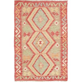 Tappeto Kilim Afghanistan Geometrico Terracotta Beige 82x123 Cm