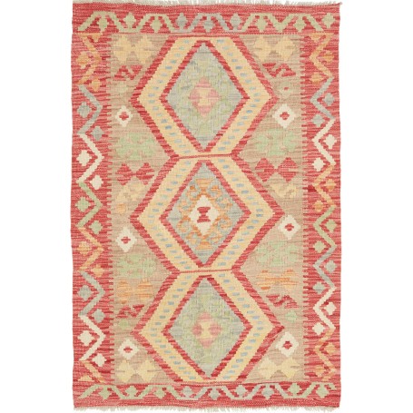 Tappeto Kilim Afghanistan Geometrico Terracotta Beige 82x123 Cm