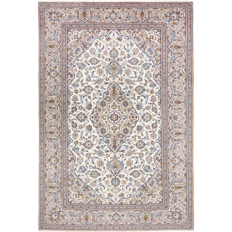 Tappeto Kashan Persia Floreale Avorio Blu 205x300 Cm