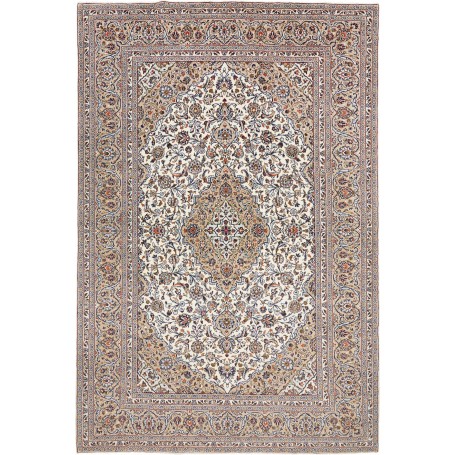 Tappeto Kashan Persia Floreale Crema Beige Blu 247x372 Cm