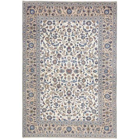 Tappeto Kashan Persia Floreale Bianco Crema Blu 200x285 Cm