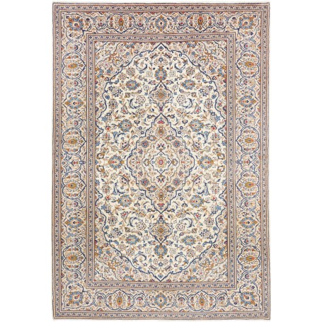 Tappeto Kashan Persia Floreale Avorio Blu 200x296 Cm