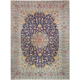 Tappeto Nadjafabad Persia Floreale Blu Scuro Celeste 310x423 Cm