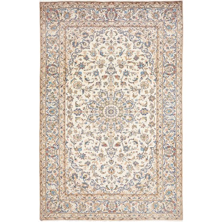 Tappeto Kashan Persia Floreale Crema Blu 197x302 Cm
