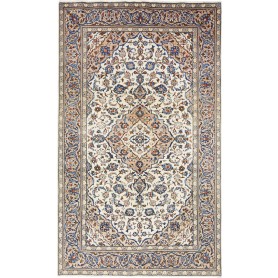 Tappeto Kashan Fine Persia Floreale Bianco Crema Blu Marrone 150x250 Cm