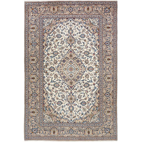 Tappeto Kashan Persia Floreale Crema Blu 200x305 Cm