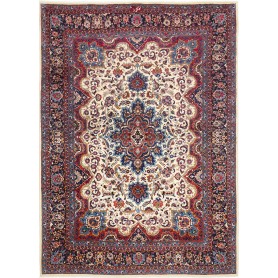 Tappeto Mashad Persia Floreale Crema Blu Scuro 250x347 Cm