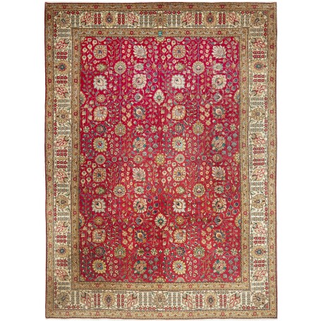 Tappeto Tabriz Persia Floreale Rosso Cremisi Beige 296x400 Cm