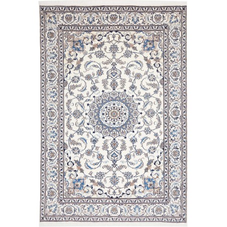 Tappeto Nain Kashmar Persia Floreale Crema Blu 198x295 Cm