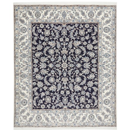 Tappeto Nain Kashmar Persia Floreale Blu Navy Avorio 245x295 Cm