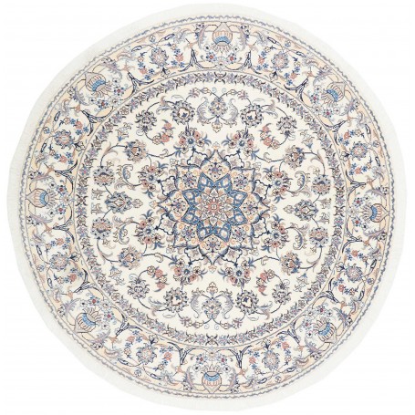 Tappeto Nain Kashmar Persia Floreale Avorio Blu 202x198 Cm