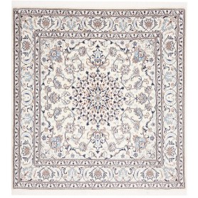 Tappeto Nain Kashmar Persia Floreale Bianco Crema Blu 195x205 Cm