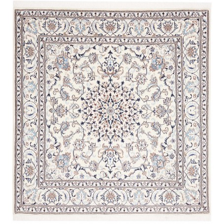 Tappeto Nain Kashmar Persia Floreale Bianco Crema Blu 195x205 Cm